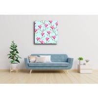 Karo-art Schilderij - roze Magnolia bloemen naadloos patroon, premium print , 3 maten , Wanddecoratie