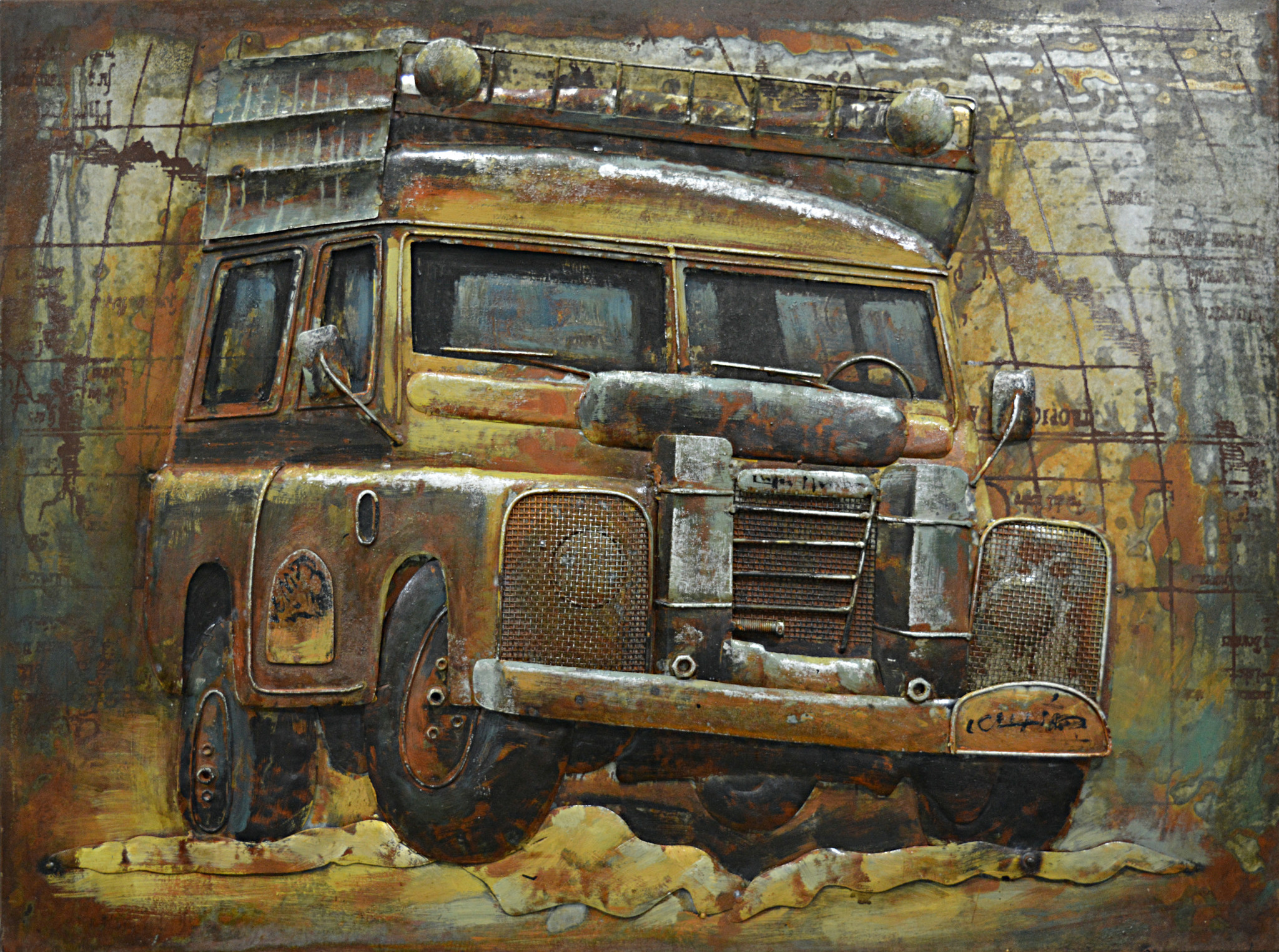 Schilderij - Metaalschilder - Op Safari, 60x80 afbeelding