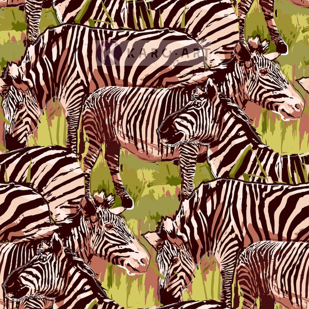 Schilderij - Zebra op de savanne, prachtige tekening op canvas geprint, Multikleur , 3 maten, Premium print afbeelding