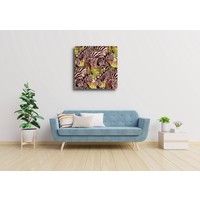 Karo-art Schilderij - Zebra op de savanne, prachtige tekening op canvas geprint, Multikleur , 3 maten, Premium print