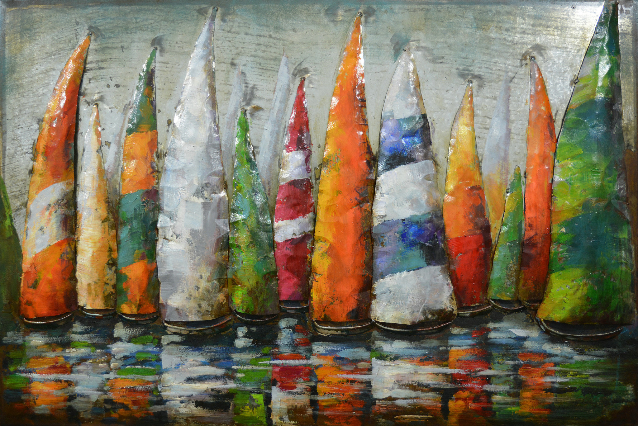 Schilderij - Metaalschilderij - Zeilboten II, 80x120