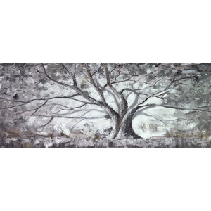 Schilderij - Handgeschilderd - Winterboom, 60x150