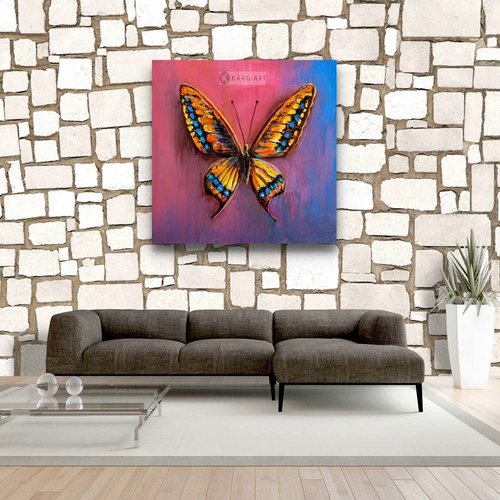 Karo-art Afbeelding op acrylglas - Vlinder in kleuren