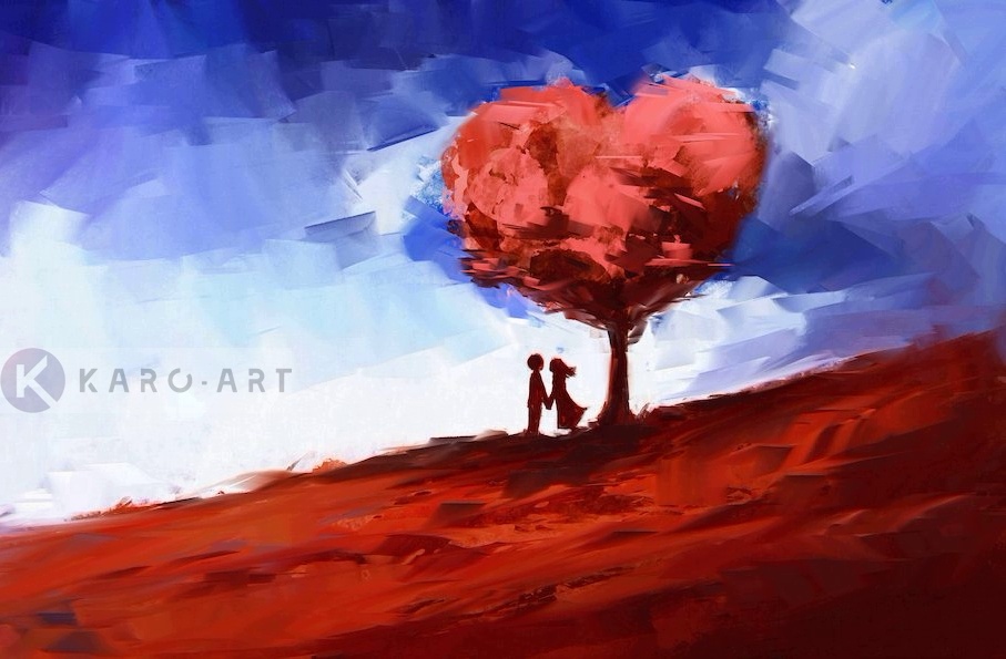 Afbeelding op acrylglas - Echte liefde in het rood en blauw afbeelding