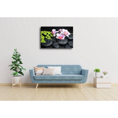 Karo-art Afbeelding op acrylglas - Zen stenen met orchidee, inspiratie