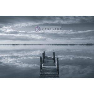 Karo-art Afbeelding op acrylglas - Reflectie in de ochtend, steiger