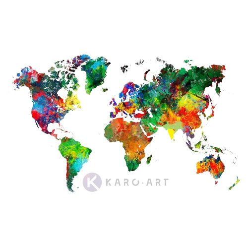 Karo-art Afbeelding op acrylglas - Wereldkaart in kleuren, multikleur
