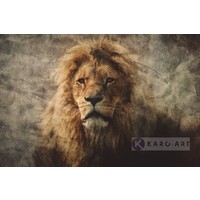 Karo-art Afbeelding op acrylglas - Majestueuze Leeuw in een vintage portret