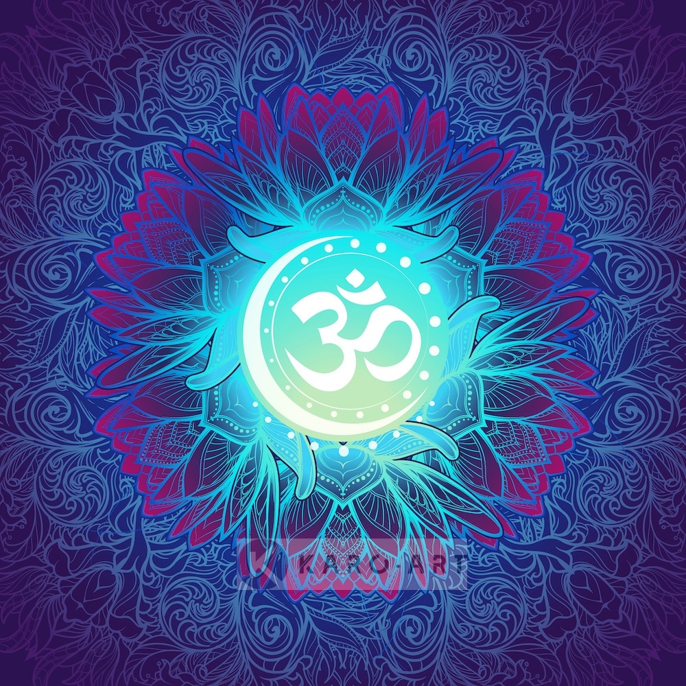 Afbeelding op acrylglas - Mandala, ohm teken, eeuwigheid, oneindigheid en het universum afbeelding