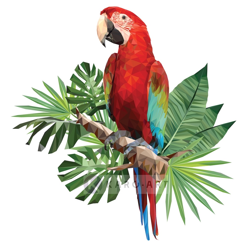 Schilderij - Papegaai, digitaal , Multikleur , 3 maten , Premium print afbeelding