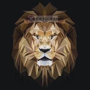 Karo-art Afbeelding op acrylglas - Leeuw, digitaal , Beige bruin , 3 maten , Premium print