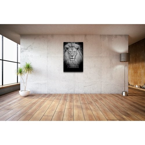 Schilderij - Leeuw in zwart wit