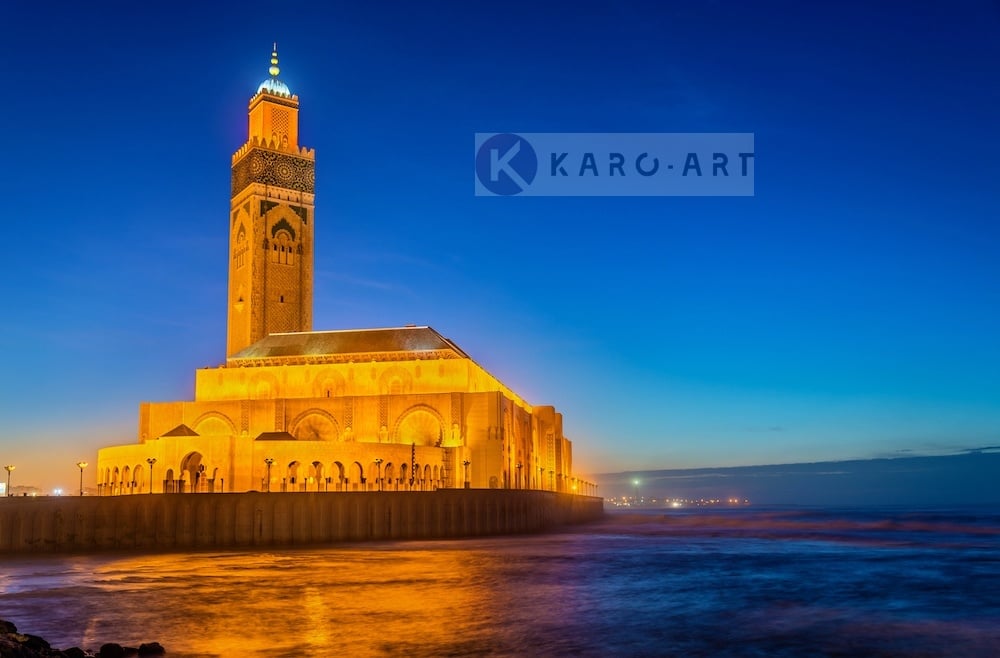 Schilderij - Hassan II moskee, Casablanca, Marokko afbeelding