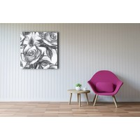 Karo-art Afbeelding op acrylglas  - Bloemmotief met rozen, Zwart wit , 3 maten , Wanddecoratie