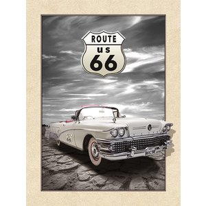 Schilderij - Route 66 Cadillac 3D Look, 30x40