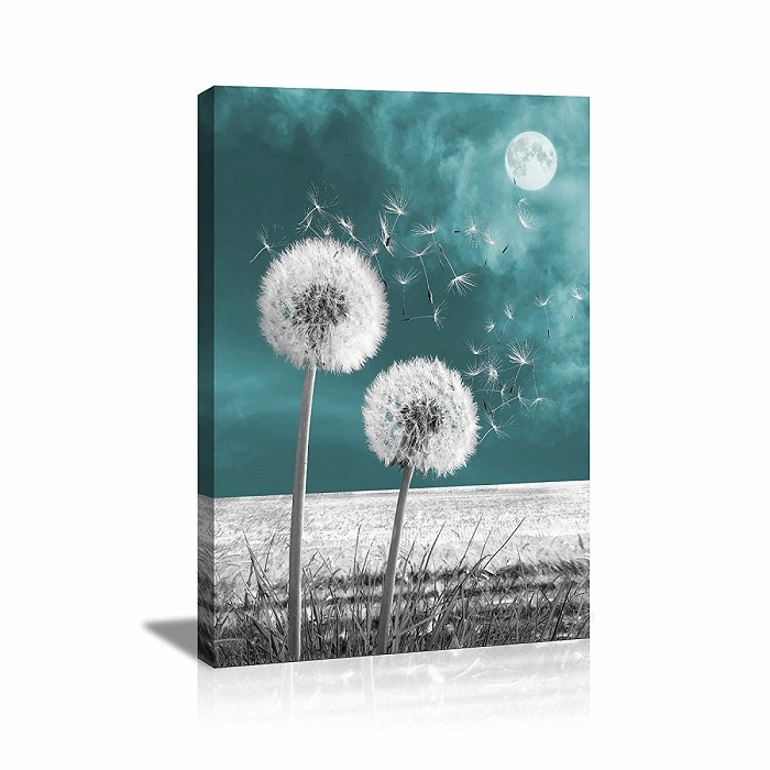 Schilderij - Paardenbloemen, 80x60, wanddecoratie, premium print afbeelding