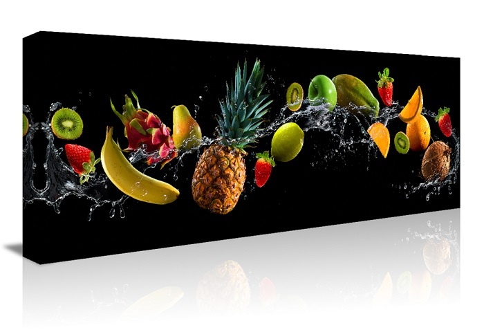 Schilderij - Verfrissend Fruit, prachtig voor in de keuken, 120x40 afbeelding