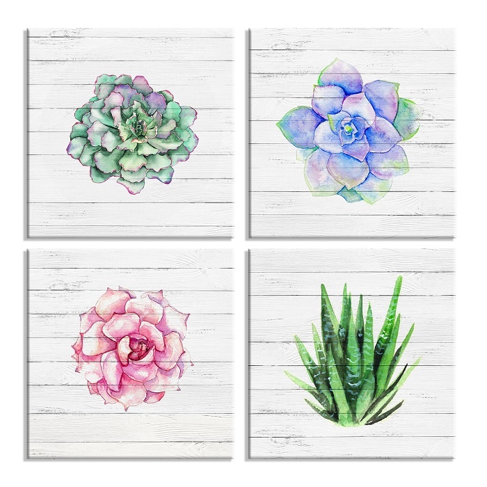 Schilderij - Bloemen en Planten, 4x 30x30 afbeelding