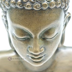 Karo-art Afbeelding op acrylglas - Denkende Boeddha , Beige wit , 3 maten , Premium print