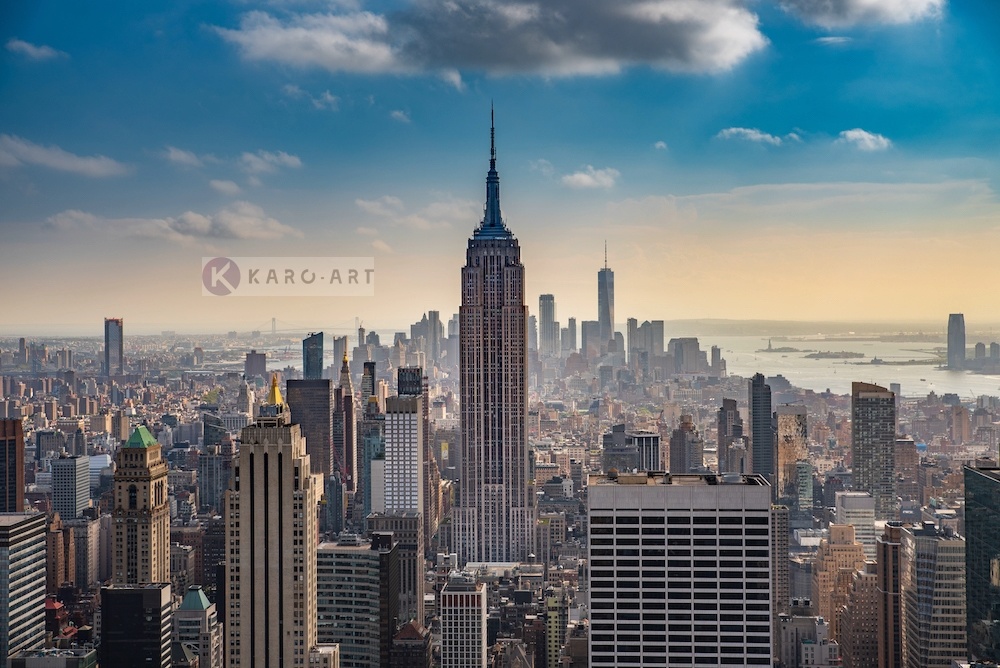 Schilderij - Empire State Building New York City , Multikleur , 2 maten , Premium print afbeelding
