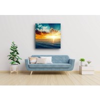 Karo-art Schilderij -Zonsondergang op zee , Multikleur , 3 maten , Wanddecoratie