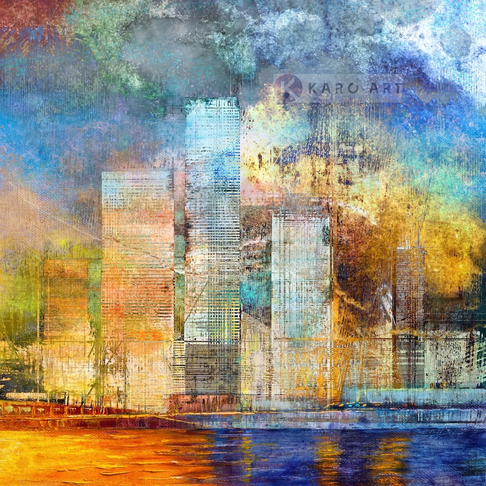 Afbeelding op acrylglas - Grote Stad , Multikleur , 3 maten , Premium print afbeelding