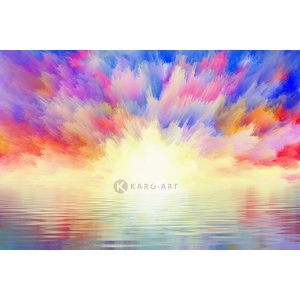 Karo-art Schilderij - Explosieve zonsondergang - Print op canvas , Multikleur , 4 maten , Premium print