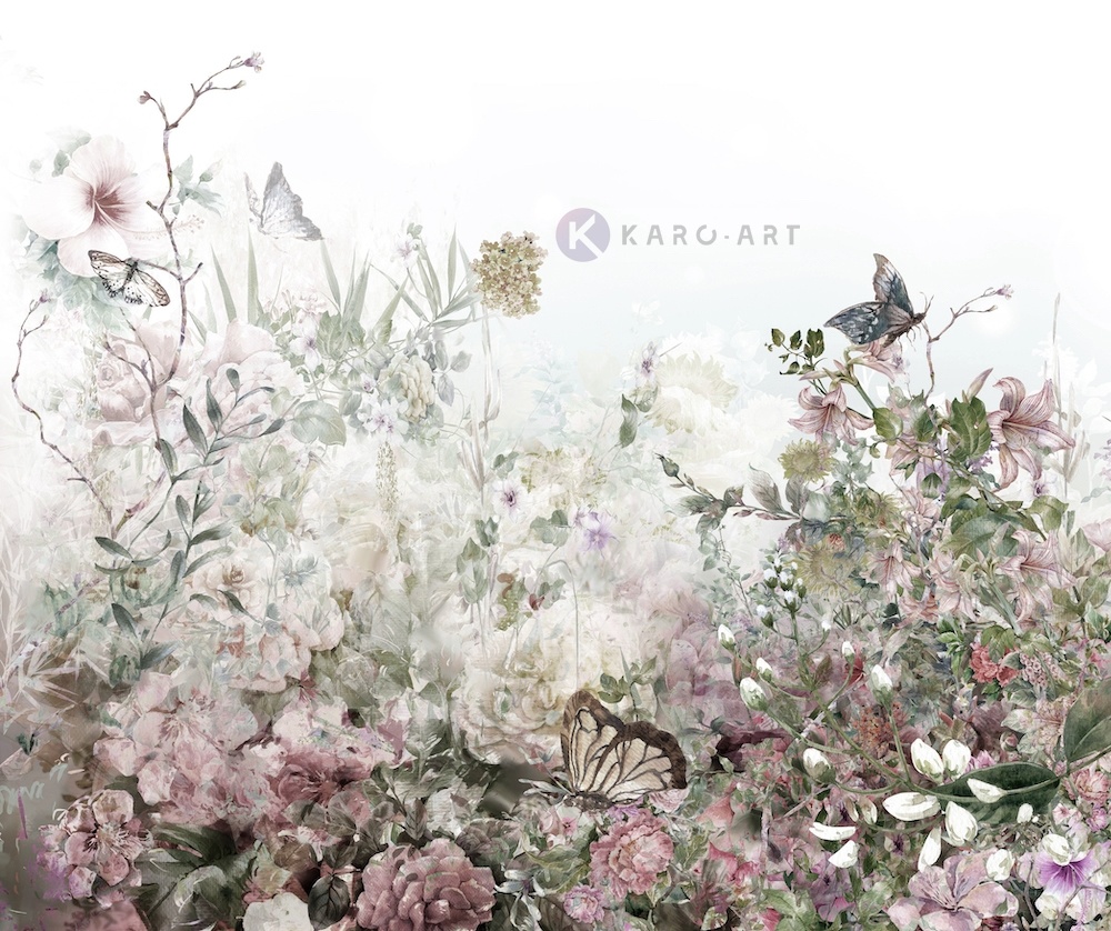 Schilderij - Aquarel bloemenveld - Print op canvas, Multikleur , 3 maten , Wanddecoratie afbeelding