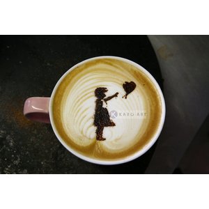 Karo-art Afbeelding op acrylglas - Banksy, meisje met ballon, Hoop, Latte Art , Beige Bruin , 3 maten , Wanddecoratie Karo-art Afbeelding op acrylglas - Banksy, meisje met ballon, Hoop, Latte Art , Beige Bruin , 3 maten , Wanddecoratie