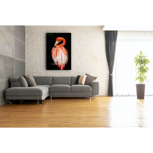 Karo-art Schilderij - Flamingo , Multikleur, 3 maten , Premium print