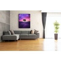 Karo-art Schilderij - Lavendelveld , Multikleur , 3 maten , Wanddecoratie