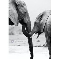 Schilderij - Olifant met kind Karo-art Schilderij - Olifant met kind