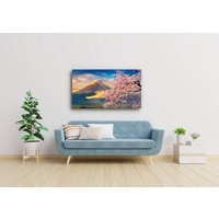 Karo-art Schilderij - Vulkaan Fuji, Bloesem, Japan , Multikleur , 3 maten , Premium print