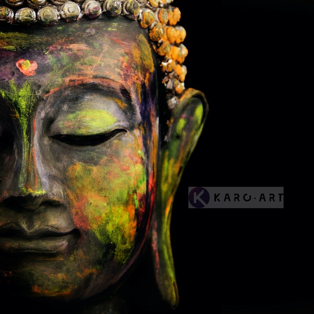 Schilderij - Boeddha, Print op canvas , Multikleur , 3 maten , Wanddecoratie afbeelding