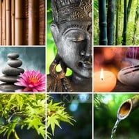 Karo-art Afbeelding op acrylglas - Boeddha collage