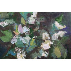 Karo-art Afbeelding op acrylglas  - Voorjaarsbloemen, olieverf schilderij geprint op canvas