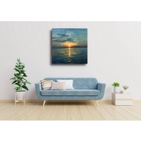 Karo-art Schilderij - Zonsondergang , Multikleur , 3 maten , Wanddecoratie