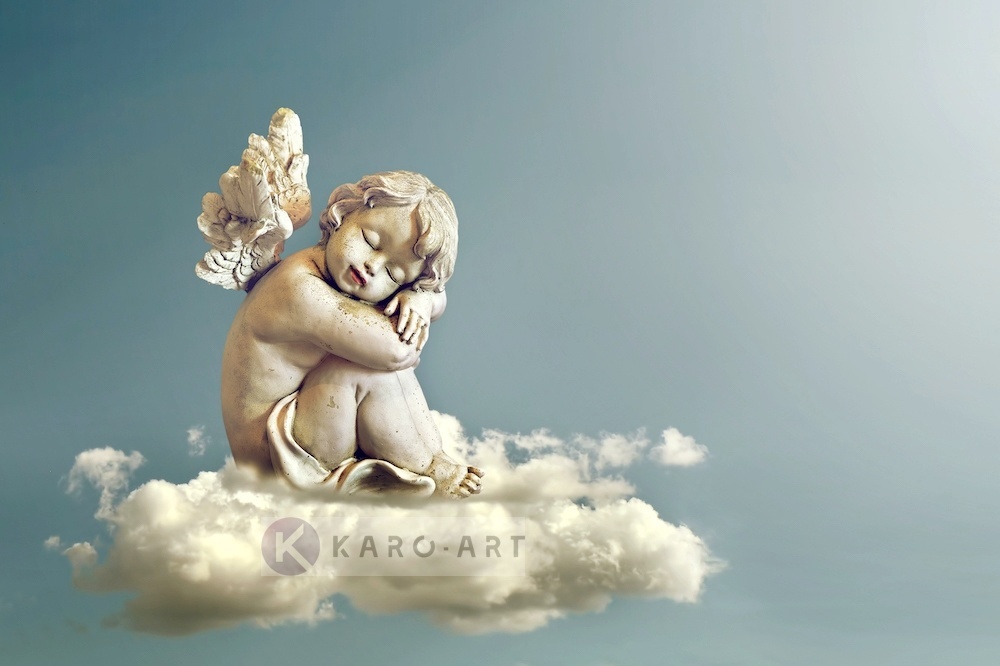 Afbeelding op acrylglas - Engel in de wolken , Multikleur , 3 maten , Premium print afbeelding