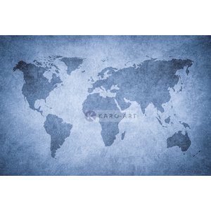 Karo-art Schilderij - Grunge wereldkaart, blauw , 3 maten , Premium print