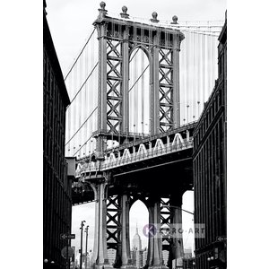 Karo-art Schilderij - Manhattan Bridge II, Zwart wit , 3 maten ,Wanddecoratie