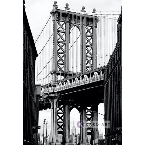 Karo-art Schilderij - Manhattan Bridge II, Zwart wit , 3 maten ,Wanddecoratie