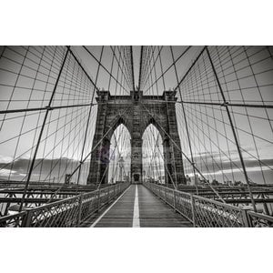 Karo-art Afbeelding op acrylglas - Brooklyn Bridge Zwart Wit, New York