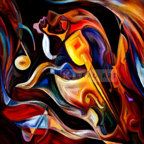 vorst angst Geest Schilderij - Abstract Muziek , Multikleur , 3 maten , Wanddecoratie - Karo- art VOF