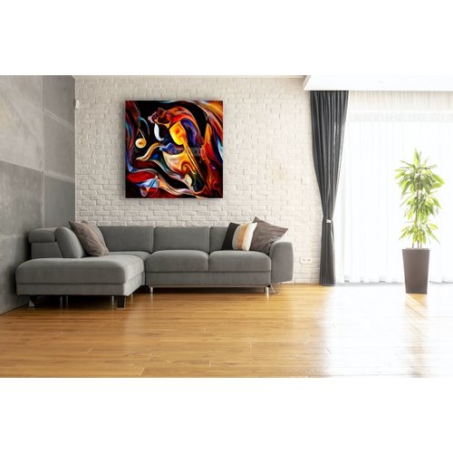 Karo-art Schilderij - Abstract Muziek , Multikleur , 3 maten , Wanddecoratie