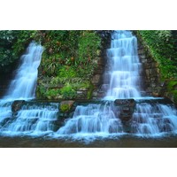 Karo-art Schilderij - Waterval , Blauw groen , 3 maten , Premium print