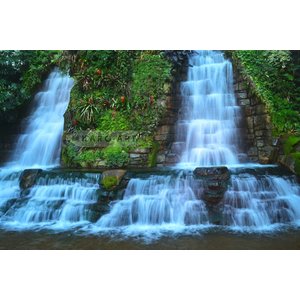 Karo-art Schilderij - Waterval , Blauw groen , 3 maten , Premium print