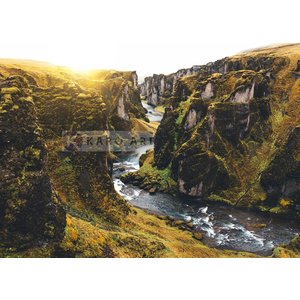 Karo-art Schilderij - IJslandse Canyon , Multikleur , 3 maten , Premium print