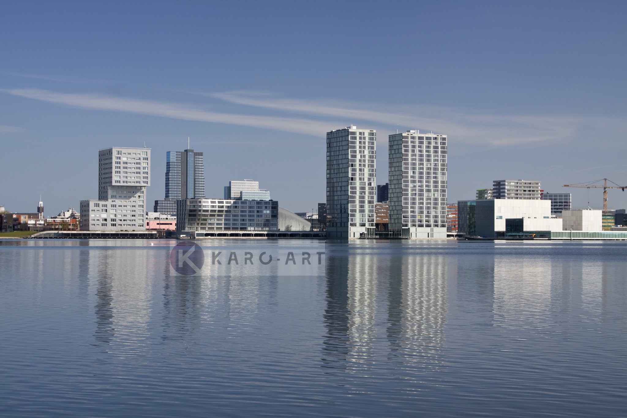 Schilderij - Almere, skyline, Multikleur , 2 maten , print op canvas, premium print