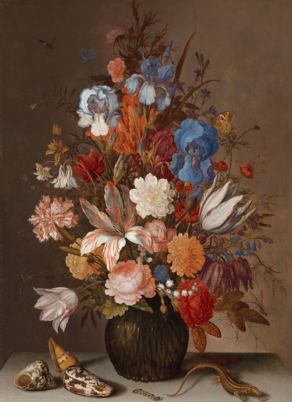 Balthasar van der Ast, Stilleven met bloemen 60x90cm, Rijksmuseum, print op canvas, premium print, oude meester afbeelding