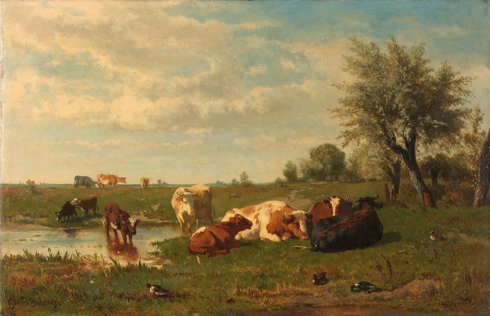 Gerard Bilders, Koeien in de weide 90x60cm, Rijksmuseum, premium print, print op canvas, oude meester afbeelding